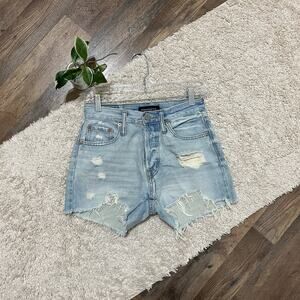 Aeropostale Size 00 Distressed Frayed Button Fly 90's High Rise Cut Off Shorts